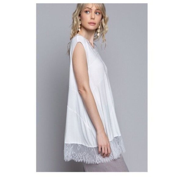 Always Hopeful Knit Top with Lace In Off White. - Picture 7 of 14